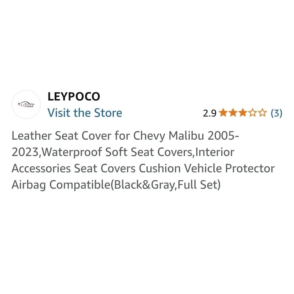 Leather Car Seat Covers‎ for Chevy Malibu Full Set Black & Gray
